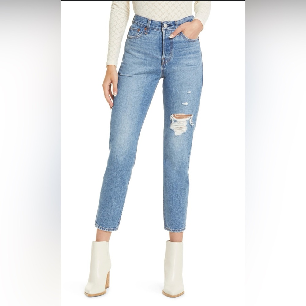 Levi's® Wedgie Icon Ripped High Waist Ankle Slim Jeans (Athens Asleep) | Size 26
